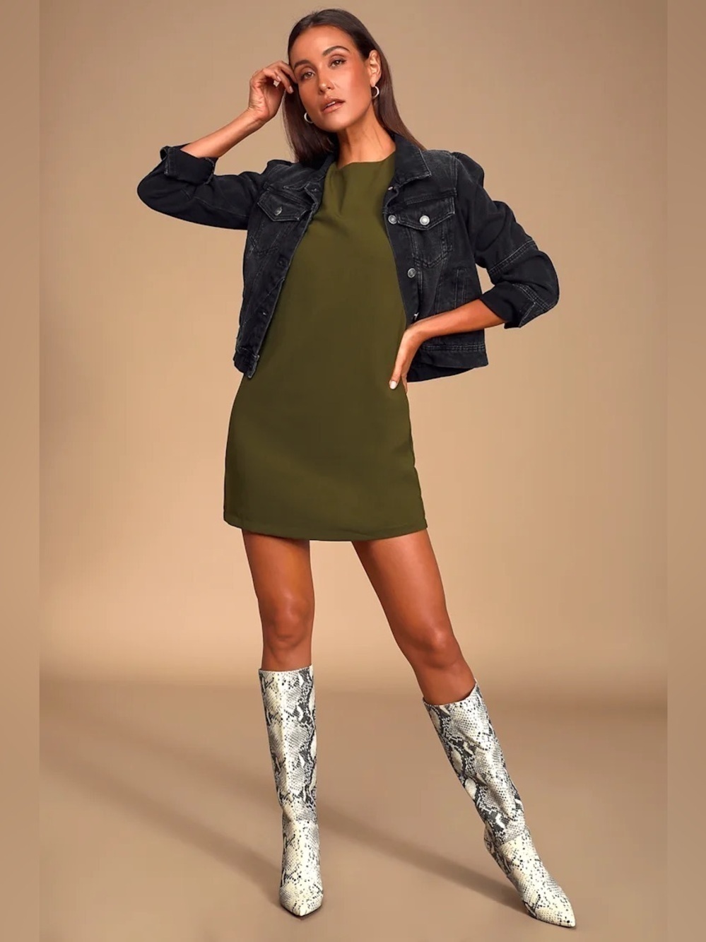 Lulus Shift and Shout Olive Green Shift Dress Size Medium NWT